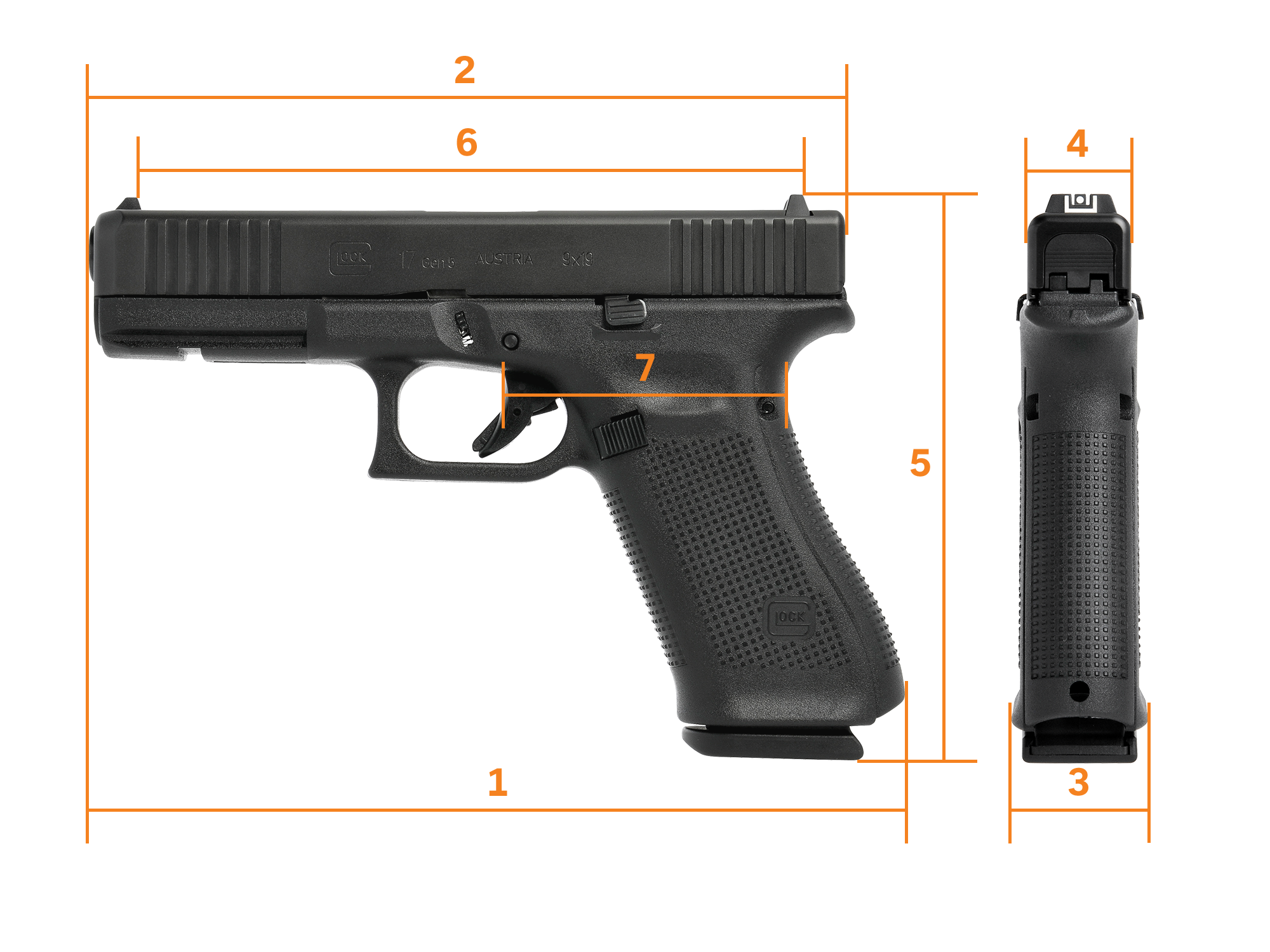 Glock 19 Gen 5 M.O.S. Semi-Automatic Pistol 9mm Luger 4.02 Barrel